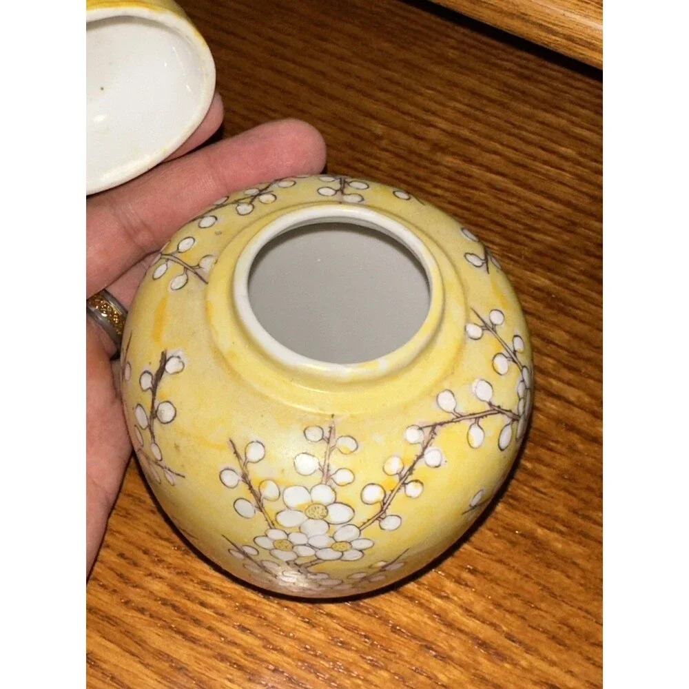 VTG Hand Decorated Hong Kong Porcelain Ginger Jar Covered Trinket Floral 5x4in